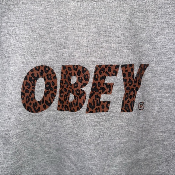 OBEY Cheetah/Grey Crewneck Sweatshirt - Picture 5 of 6